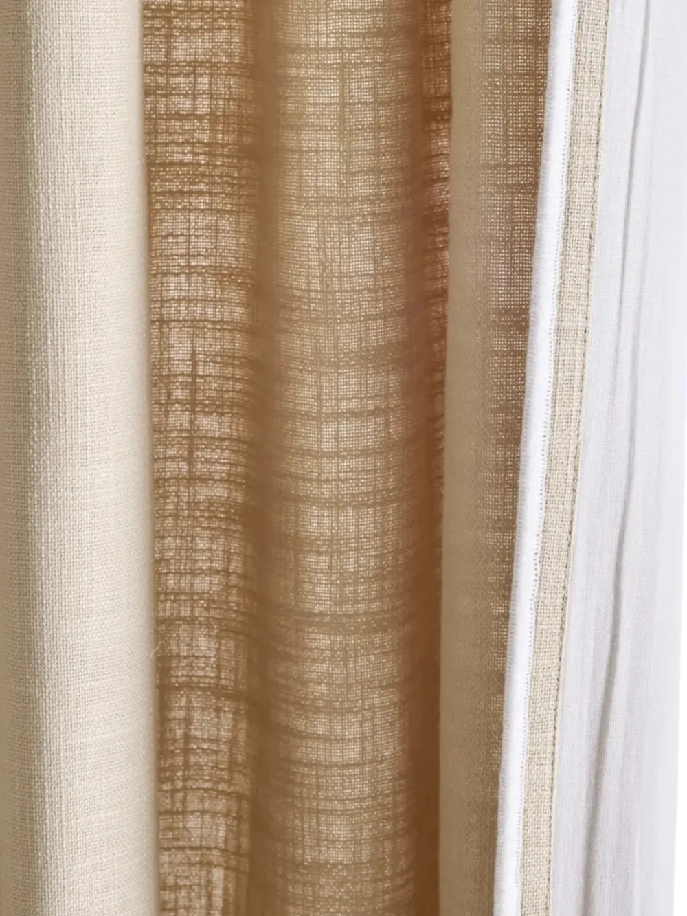 Quince Piped Edge Cotton Curtain Single Panel - 48 X 84 - Natural & White